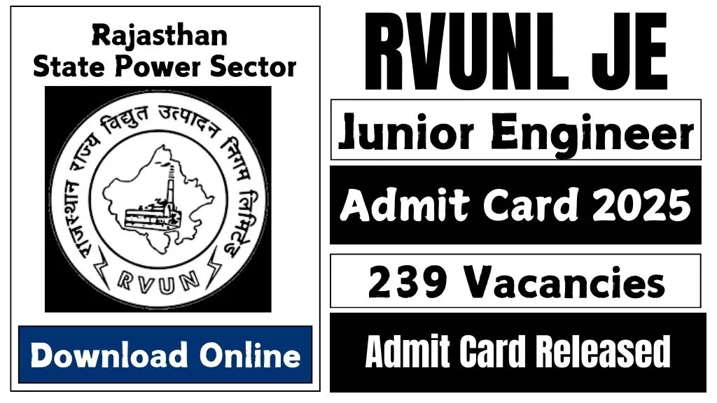 RVUNL JE Admit Card 2025